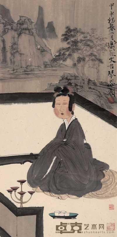 徐乐乐 2004年作 文君琴思图 镜心 74×39cm